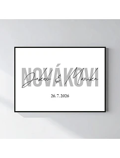 Personalizovaný magický fotoobraz v ráme - štvorec 50x70 - mená novomanželov