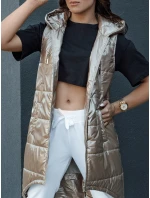Dámská prošívaná vesta s kapucí dlouhá camel Dstreet model 21979320 - FashionStreet