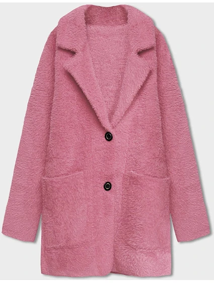 Krátký vlněný přehoz přes oblečení typu alpaka v lososové barvě model 18059153 - MADE IN ITALY