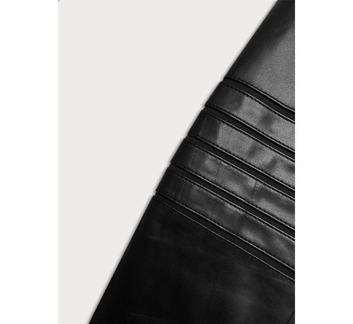 Čierna dámska bunda ramoneska s ažúrovými vsadkami J Style (11Z8103)