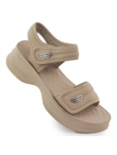 Dámské sandály na silné podrážce s pásky na suchý zip béžové model 21904815 - Potocki