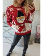 Vianočný sveter so Santa Clausom červený