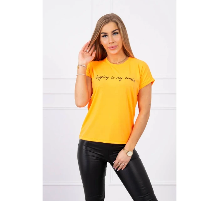 Blúzka Nakupovanie je moja kardio oranžová neónová