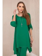 Súprava blúzka + nohavice s príveskom zelená