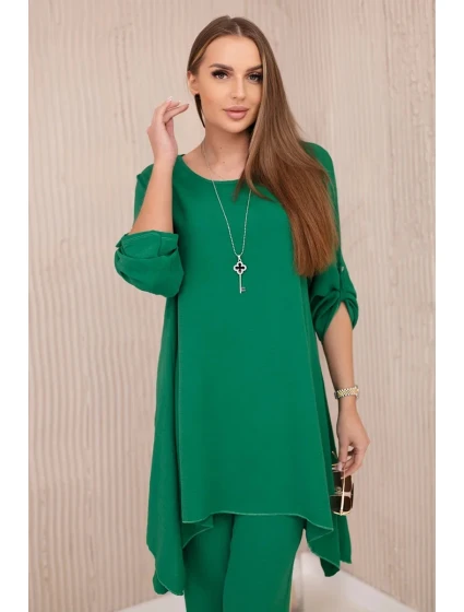 Súprava blúzka + nohavice s príveskom zelená