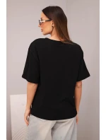 Dámska bavlnená základná blúzka s krátkymi rukávmi čierna