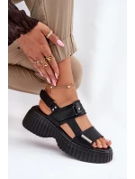 Kožené Dámské Sandály Na Platformě Černé model 21696926 - EVENTO