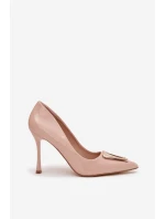 Lakierowane Szpilki Ze Złotym Detalem Beżowe Paivelle