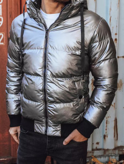 Pánska zimná bunda s kapucňou, strieborná Dstreet TX3948