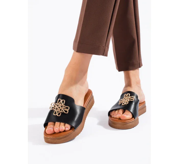 Krásne dámske čierne ponožky na podpätku bez päty