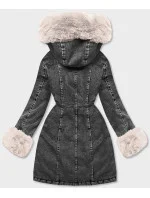 Dámska džínsová bunda s kožušinovou podšívkou (B8068-1046)