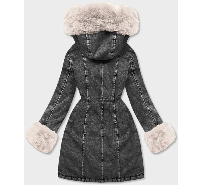 Dámska džínsová bunda s kožušinovou podšívkou (B8068-1046)