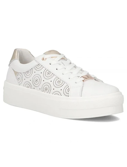 Biele kožené topánky na platforme Filippo DP7668/26 Biele kožené topánky na platforme Filippo DP7668/26