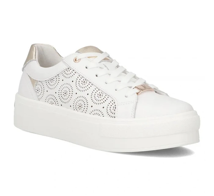 Biele kožené topánky na platforme Filippo DP7668/26 Biele kožené topánky na platforme Filippo DP7668/26