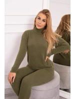 Dvojdielny sveterový set z alpaky vo farbe khaki