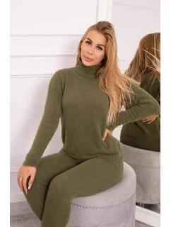 Dvojdielny sveterový set z alpaky vo farbe khaki