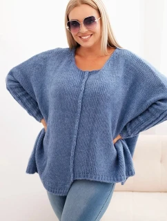 Dámský svetr Plus Size s volného střihu a rukávem 3/4 model 21259034 - K-Fashion