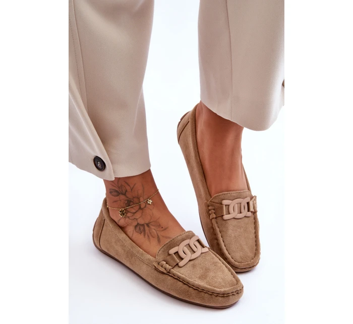 Dámské módní semišové mokasíny hnědé model 21625598 - Boto
