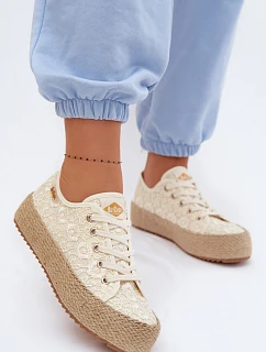 Krajkové tenisky Espadryle na platformě Lee Cooper LCW-26-31-4328 Béžové