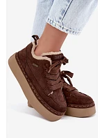 Šněrovací zimní boty na platformě Big Star model 22391274 hnědé - Big Star Shoes Šněrovací zimní boty na platformě Big Star model 22391274 hnědé - Big Star Shoes
