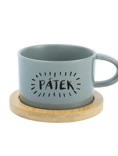 PÁTEK - šedý hrníček makronka 200 ml