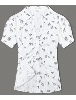 Dámska blúzka s golierom a zebrovaným vzorom (AWY2011D) biela - Móda