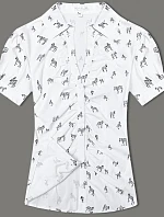 Dámska blúzka s golierom a zebrovaným vzorom (AWY2011D) biela - Móda