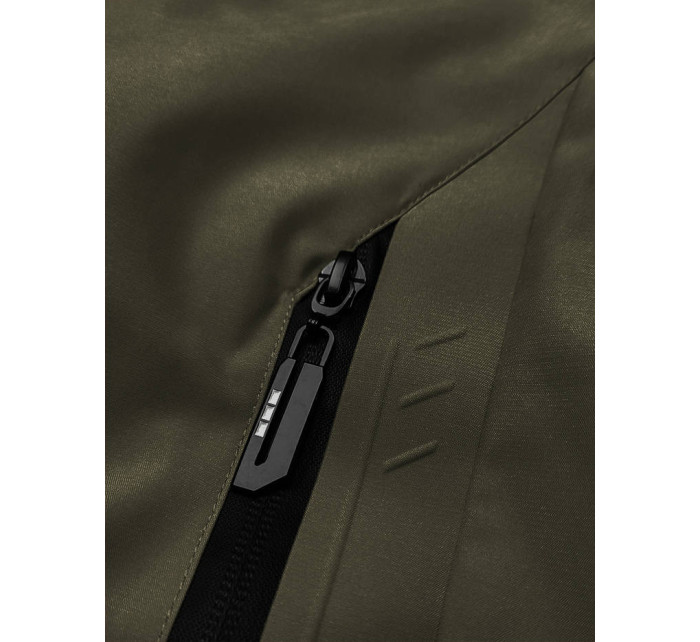 Pánska športová bunda v army farbe s kapucňou (5M3111-136)