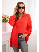 Bavlněná mušelínová košile Plus Size červený