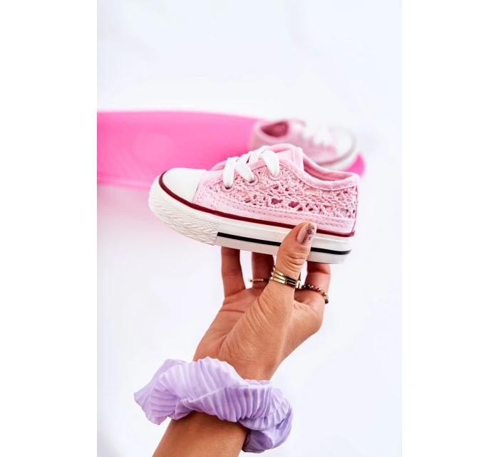 Dziecięce Trampki Z Koronką Różowe Roly-Poly Dziecięce Trampki Z Koronką Różowe Roly-Poly