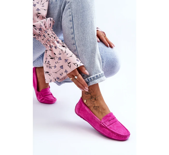 Damskie Zamszowe Mokasyny Różowe Lenvie
