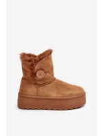 Damskie Śniegowce Na Platformie Z Futerkiem Camel Wikasem