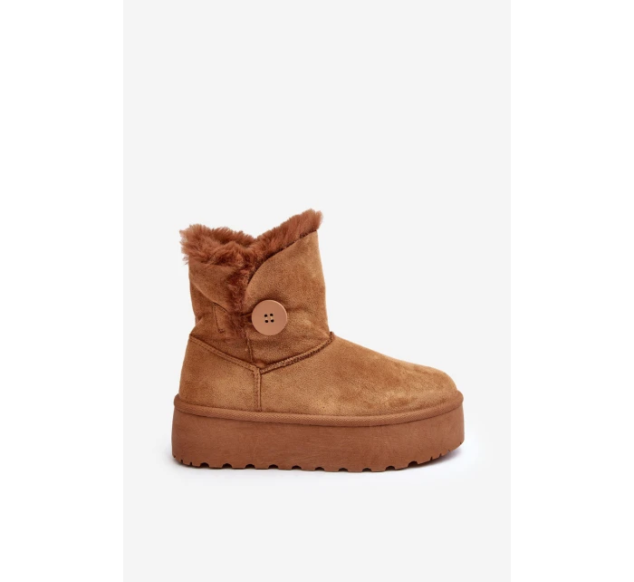 Damskie Śniegowce Na Platformie Z Futerkiem Camel Wikasem