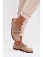 Kožené semišové polobotky Barefoot Dámské s pásky model 21937593 béžové - Zazoo Kožené semišové polobotky Barefoot Dámské s pásky model 21937593 béžové - Zazoo