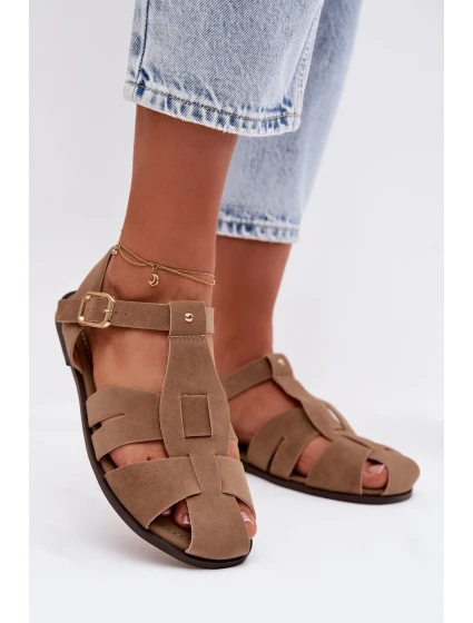 Dámské sandály Ploché Khaki model 21960876 - Boto