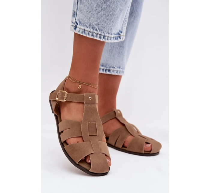 Dámské sandály Ploché Khaki model 21960876 - Boto