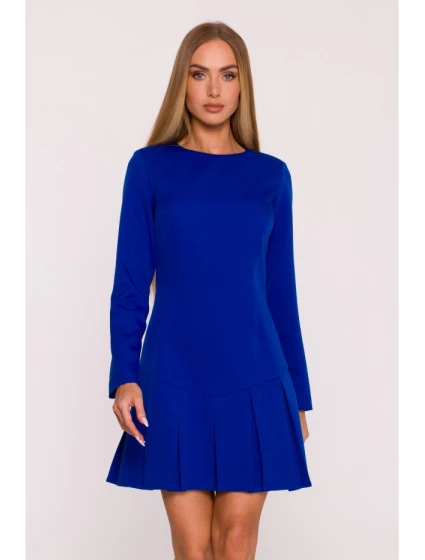 M872 Šaty s obrátenými záhybmi - kráľovská modrá