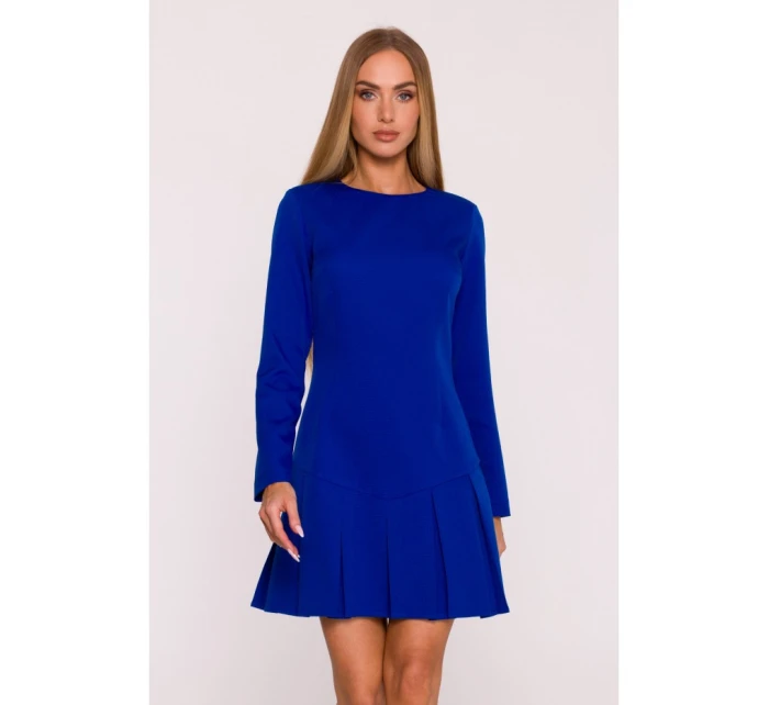 M872 Šaty s obrátenými záhybmi - kráľovská modrá