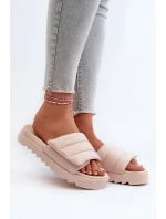 Dámske papuče na platforme Big Star Beige