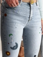Dámské džínové úzké kalhoty s výšivkou modré Dstreet model 21985272 - FashionStreet
