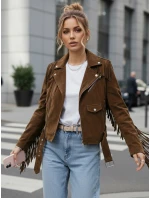 Dámska semišová bunda so strapcami hnedá FashionStreet TY5582 Dámska semišová bunda so strapcami hnedá FashionStreet TY5582