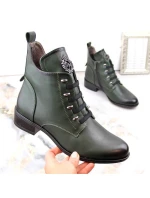 Jezzi W JEZ412B zelené zateplené čižmy s plochým podpätkom Jezzi W JEZ412B zelené zateplené čižmy s plochým podpätkom