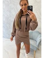 Hrejivé šaty s obálkovým spodným dielom mocca Hrejivé šaty s obálkovým spodným dielom mocca