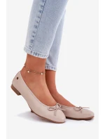 Skórzane Baleriny Damskie Maciejka P6800-04 Beżowe