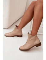 Skórzane Botki Na Suwak Zazoo 2785/079 Beżowe Skórzane Botki Na Suwak Zazoo 2785/079 Beżowe