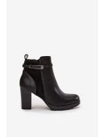 Dámské kotníkové boty na sloupku s páskem černé Mirielle