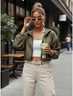 Dámská přechodná bunda s kapucí zelená Dstreet model 21974240 - FashionStreet