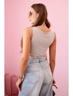 Dámsky top na ramienka s výstrihom - tmavobéžový