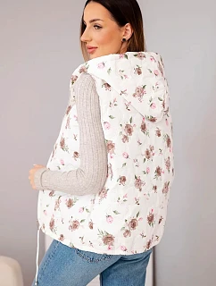 Dámska prešívaná vesta s kvetinovým vzorom s kapucňou Fango