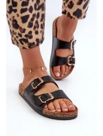 Klapki Damskie Z Klamrami Czarne Fronila Klapki Damskie Z Klamrami Czarne Fronila